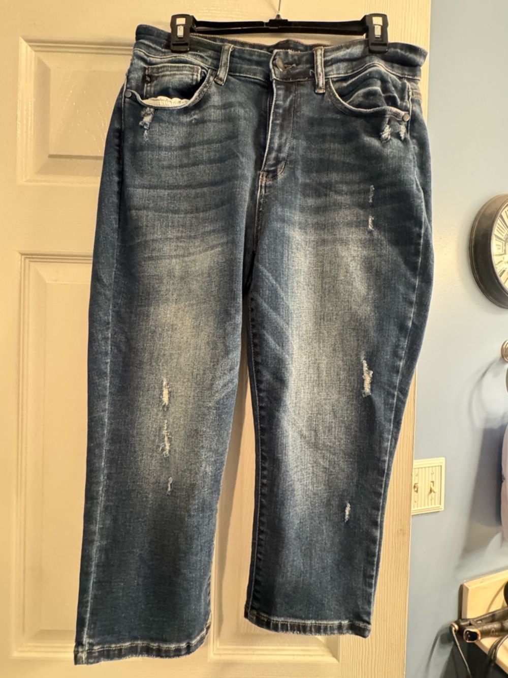 Judy Blue Women's Straight Leg Distressed Indigo Jeans